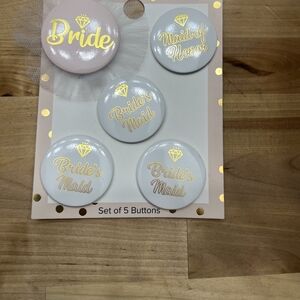 Bridal Party Button Set - Gold and White
